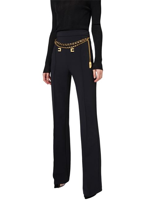 Pantalone a palazzo in crêpe stretch con cintura ELISABETTA FRANCHI | Pantaloni | PAT3546E2110